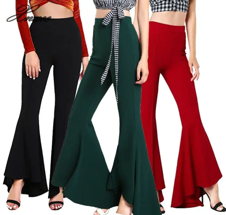 high waisted bell bottom trousers