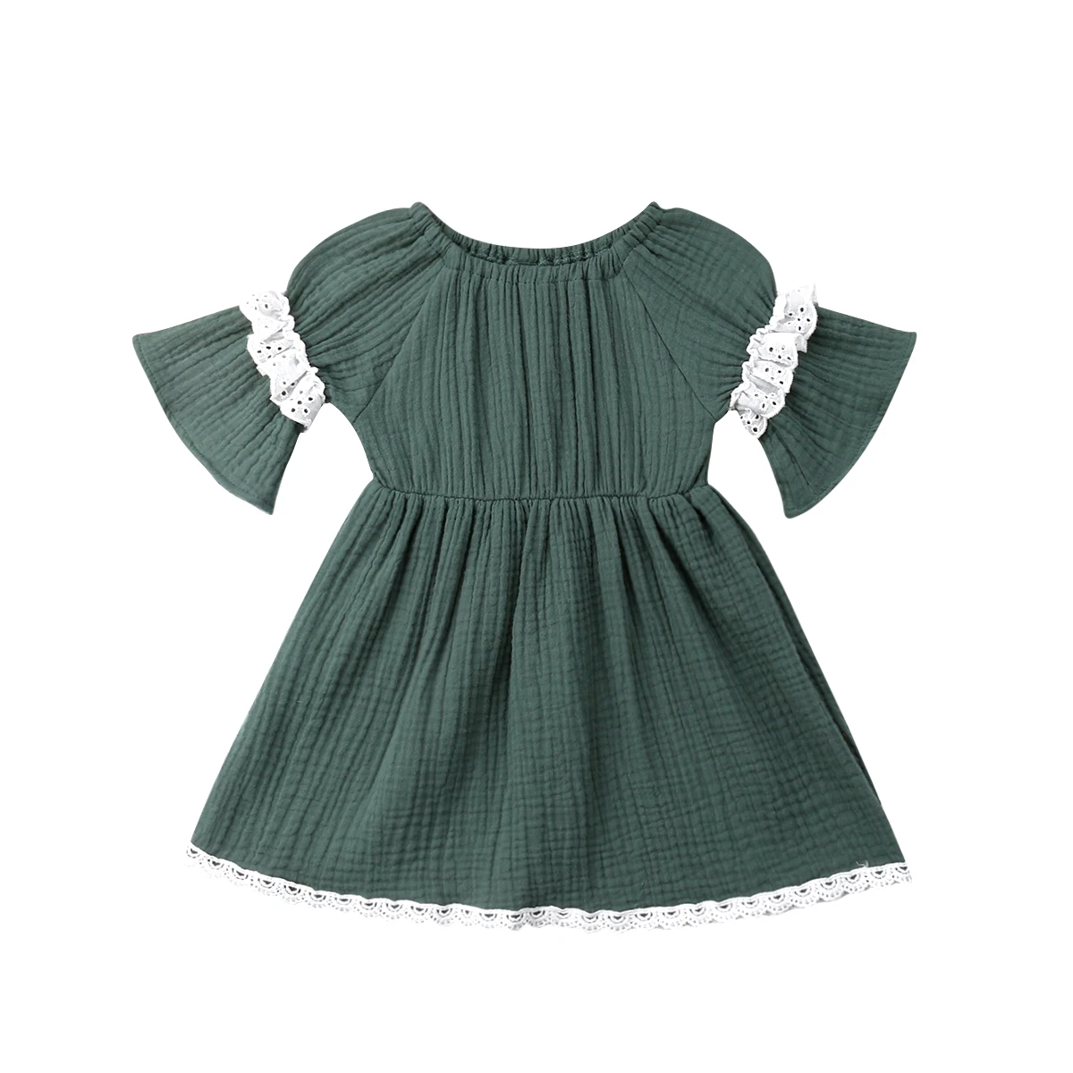 

Lovely Infant Toddler Kids Baby Girl Flare Sleeve Lace Dress Princess Girls Holiday Party Costume for 6M-4Y