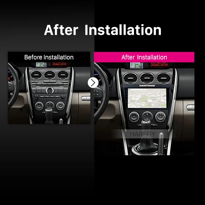 Sale Harfey 2 Din 9" Android 8.1/9.0 Car Radio For MAZDA CX-7 2007 2008 2009 2010 2011 2012 2013 2014 GPS Multimedia Player Head Unit 5
