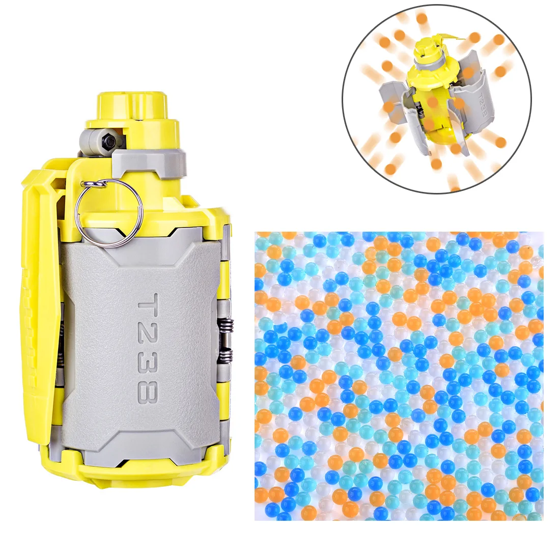 

New Hot T238 V2 Large Capacity Gun Toy Set With Time-Delayed Function For Gel Ball BBs Airsoft Wargame - Grey + Yellow