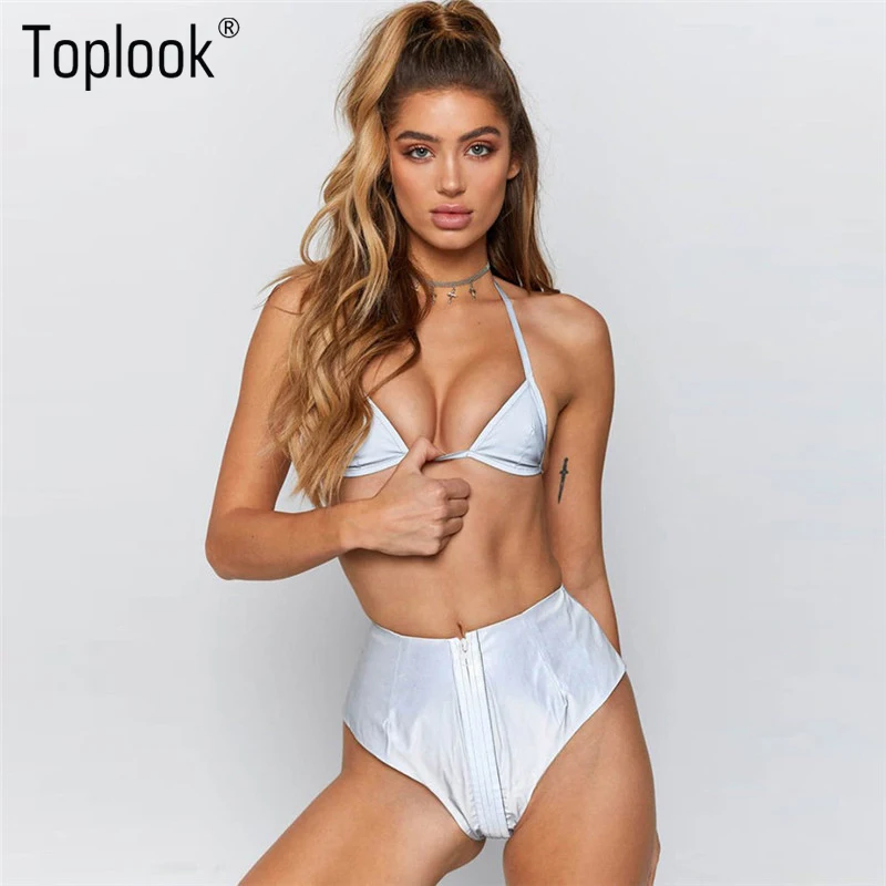 

New Reflective Sets Women 2019 New Arrival Sexy 2 Pieces Set Deep V-neck Strap Lace Up Top Camisole Zipper Fly Sexy Shorts