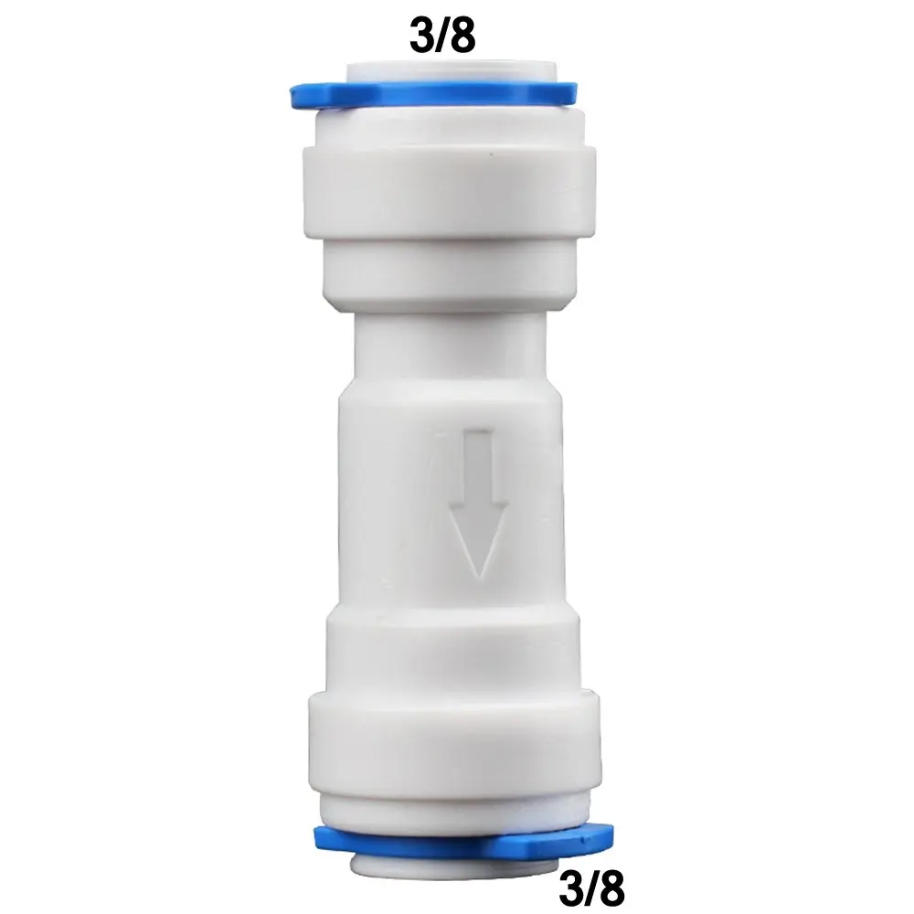 

Mini white POM Quick Water Tube Fittings 3/8inch OD Hose One Way Non-Return Valve Push Fit Connector for RO Water System