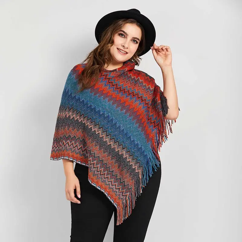 Женские кейпы повседневное Boho элегантный красный в этническом стиле плюс