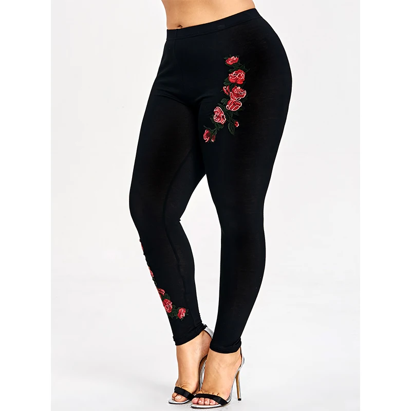 Wipalo размера плюс 5XL сексуальные цветочные черные брюки-леггинсы с вышивкой Женская одежда для работы с вышивкой обтягивающие леггинсы для фитнеса