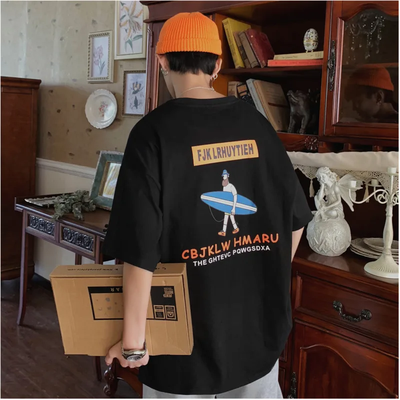 

Men's T-shirt Spring 2019 New Short-sleeved Loose Men's Clothing Black, White, Dark Gray, Light Gray Men's Fashion T-shirt