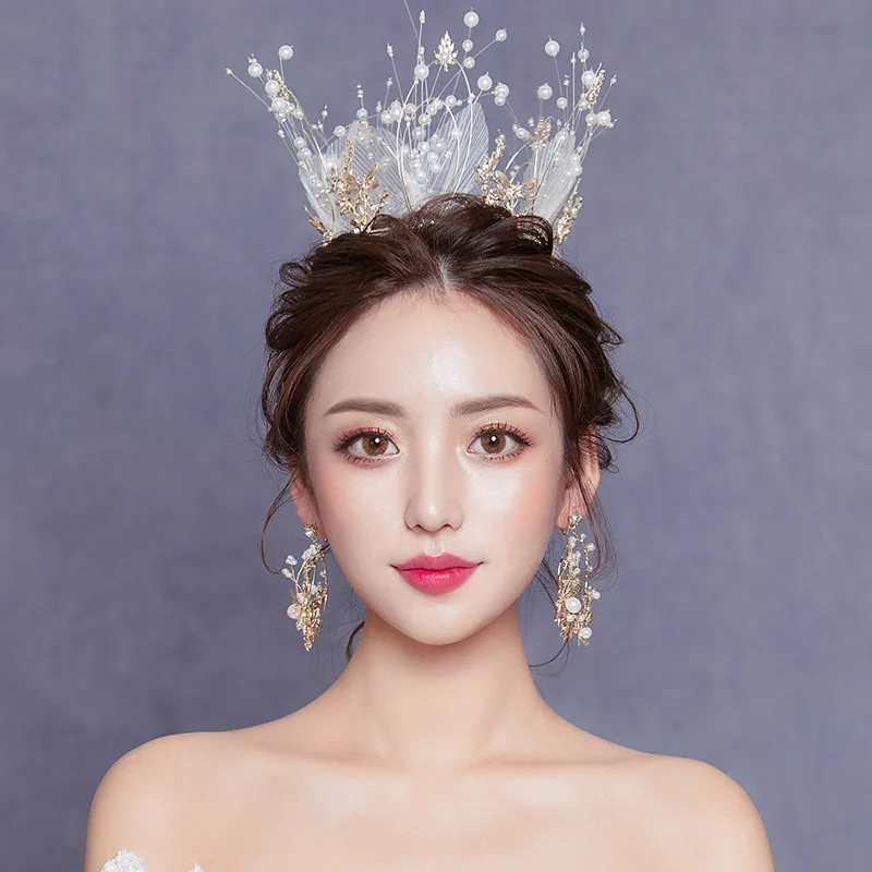 Korean Full Round Crown Wedding Hair Accessories Bridal Ornament Circle