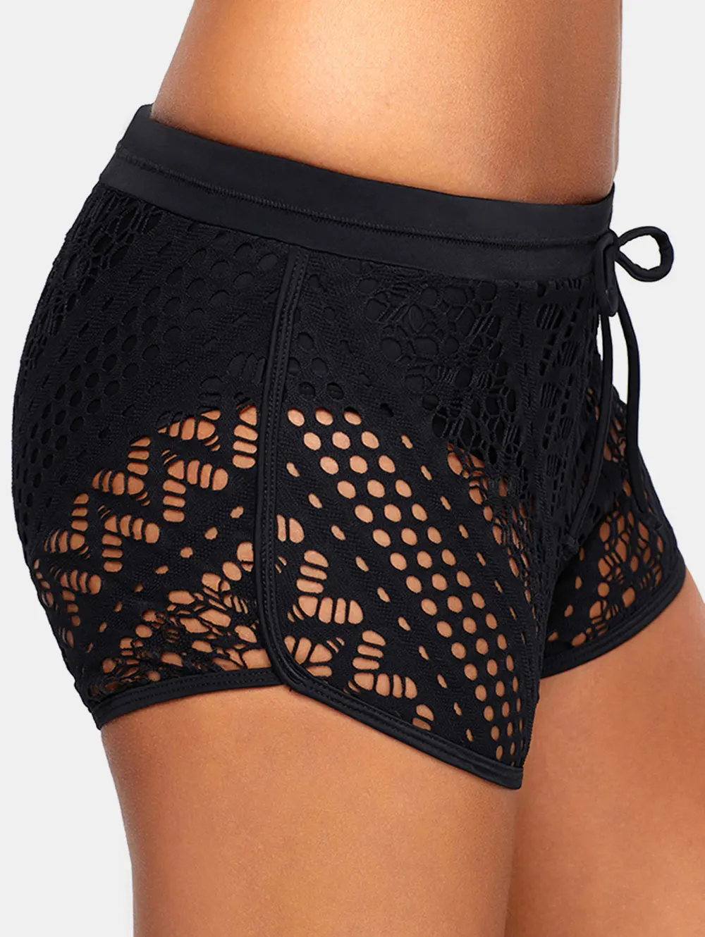 Wipalo Women Casual Shorts Plus Size 5XL Openwork Tight Shorts Summer