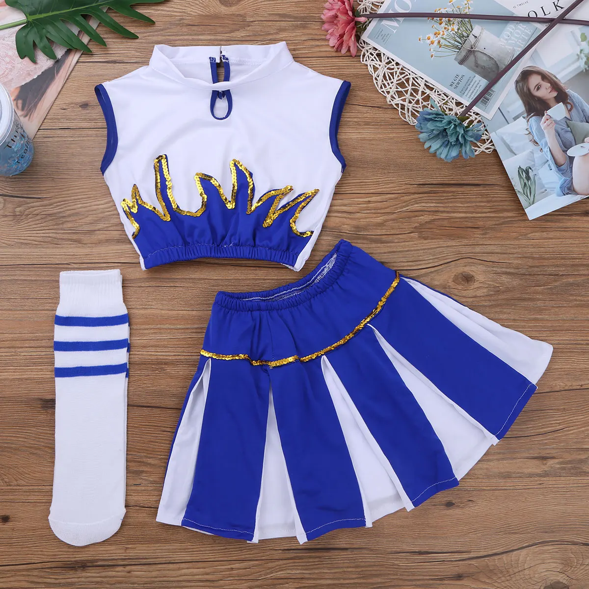 TiaoBug أطفال مراهقون الجاز ملابس رقص مجموعة أكمام المحاصيل الأعلى مع تنورة جورب Dancewear الفتيات كرنفال حزب المشجع زي TiaoBug أطفال مراهقون الجاز ملابس رقص مجموعة أكمام المحاصيل الأعلى مع تنورة جورب Dancewear الفتيات كرنفال حزب المشجع زي