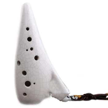 

Ocarina Flute 12 Hole Alto C Ceramic Submarine Style Musical Instrument with Music Score for Beginner Instrument White Best Gift
