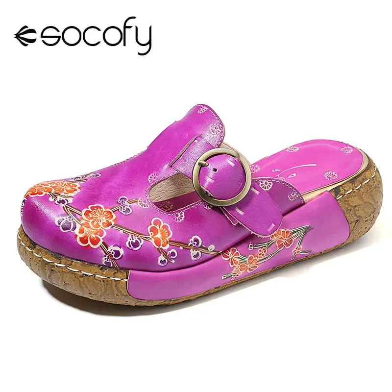 Сандалии SOCOFY женские из натуральной кожи богемные Босоножки на платформе с