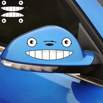 

2 x Newest Funny Creative Cartoon Car Styling the Eyes of Cat Totoro Decoration Rear View Mirrors Car Stickers Decal Vinyl