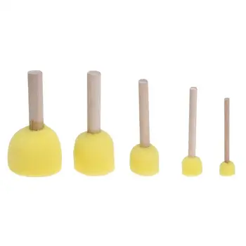 

5pcs Children DIY Painting Sponge Brush Toys Wooden Handle Learning Tool