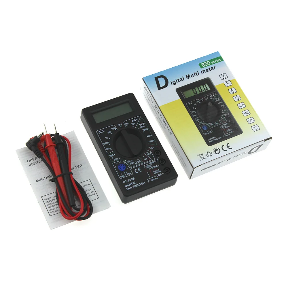 DT830B AC/DC ЖК цифровой мультиметр 750/1000 в Вольтметр Амперметр Ом тестер Высокая