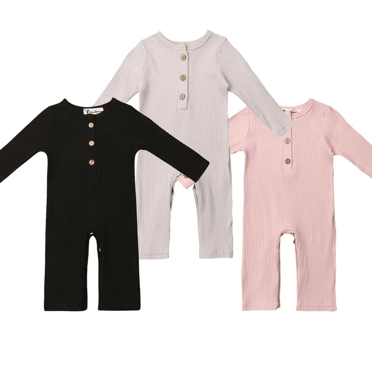 

0-24M Causal Newborn Baby Boy Girl Long Sleeve Solid Color Cotton Romper Jumpsuit Outfits Baby Clothes
