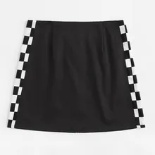 Черно-белая клетчатая строчка на металлической молнии сумка на бедрах Нижняя юбка