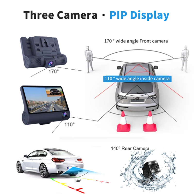  AUTO-3 In 1 Radar Auto Dvr Gps Tracker 40 Zoll 3 Weg Kameras Video Recorder Radar Detektor Dashcam 