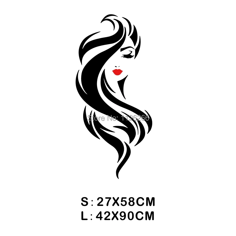 Парикмахерская Наклейка на стену для лица женщины с красными губами Виниловая наклейка для домашнего декора