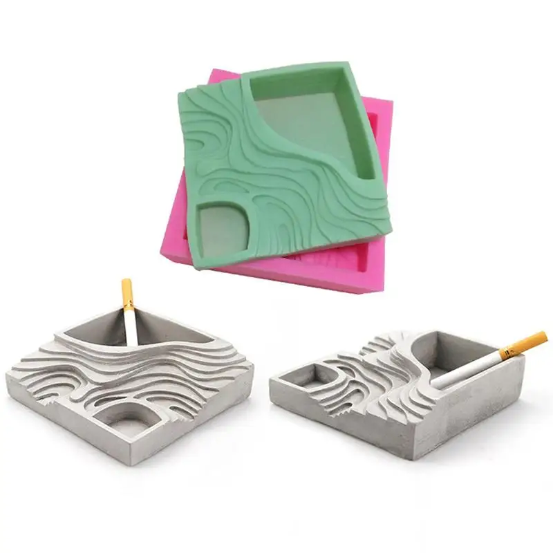 Tanie Szeregowy kształt pola sukulenta doniczka silikonowe formy gips cement sukulenty Bonsai DIY popielniczka świecznik formy