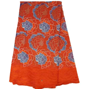 

Most popular Nice pattern with stones Hollowed out design Cotton fabric ML8 Great quality free shipping Swiss Voile Lace Fabric