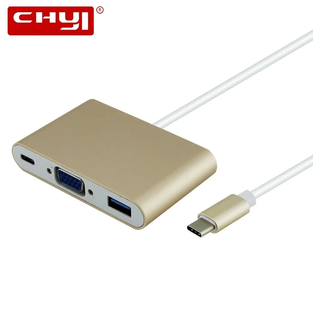 Мини концентратор CHYI USB Type C высокоскоростной мульти разветвитель с VGA OTG 3 0