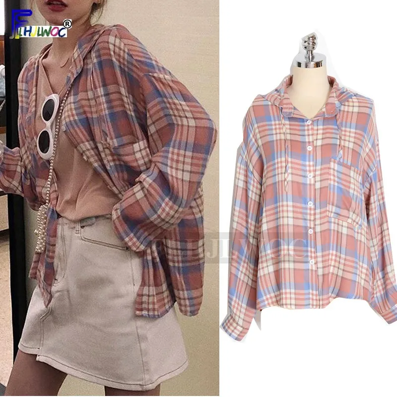 

Loose Tops Women Summer Outerwear Long Sleeve Plus Size Preppy Style Casual Red Shirt Cover Up Hooded Top