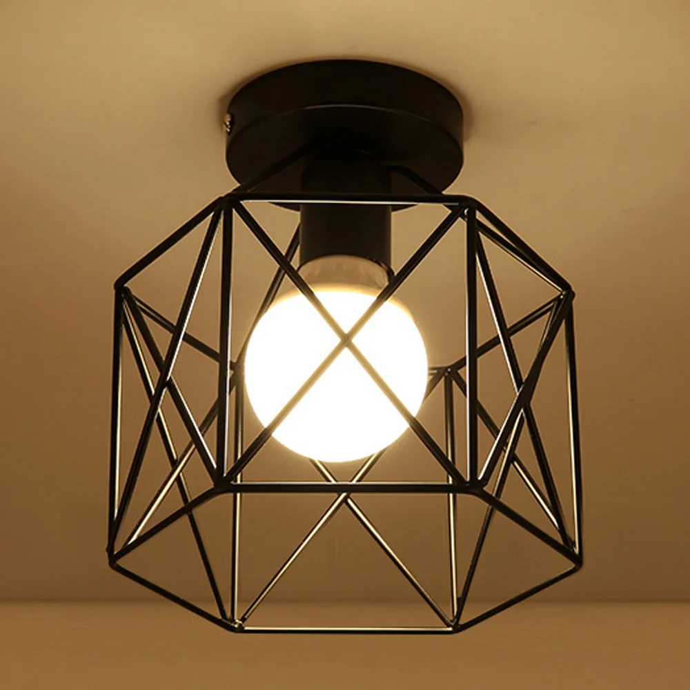 

Lantern Shaped Iron Art Ceiling Lamp Home Light for Living Room Stair Corridor