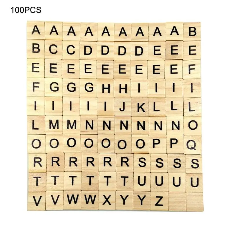 

100Pcs English Letter Set Word Scrapbooking Scrabble Number Alphabet Tile Early Education Wooden Letter Block Home DIY Crafting