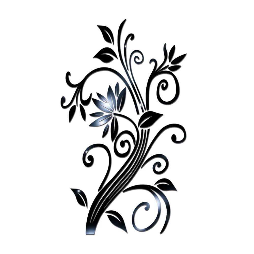 

1pc 60*35cm Wall Sticker Set Modern Flower Acrylic Mirror DIY Art Wall Sticker Mural Decal Suitable For Home Room Decoration