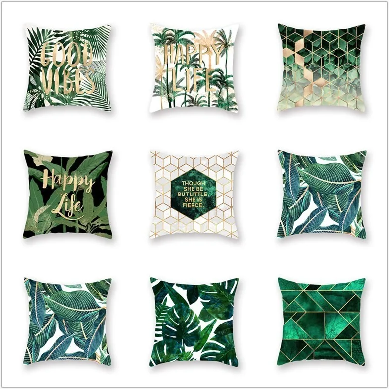 Полиэфирный декоративный чехол для подушки s с зелеными листьями, чехол для подушки, тропические подушки для растений, чехол для дома, Летний стиль, чехол для подушки