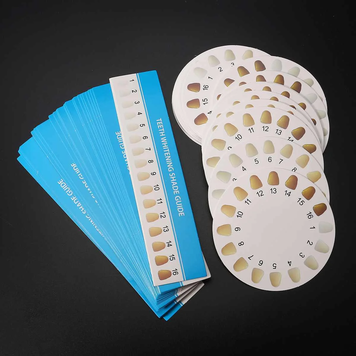 

30pcs 16 Colors Teeth Whitening Color palette Chart Card Color contrast Card Shade Guide Paper Teeth For Tooth Whiter