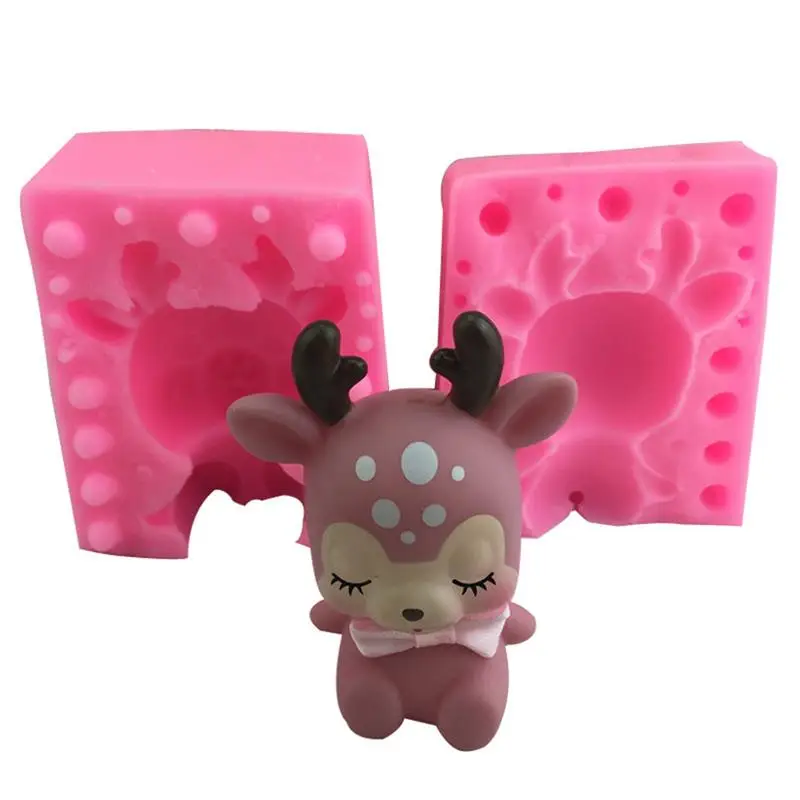 

3D Sika Deer Silicone Mold Car Aromatherapy Plaster Decoration Mold Cake Decoration Mould Candle Silicone Mold