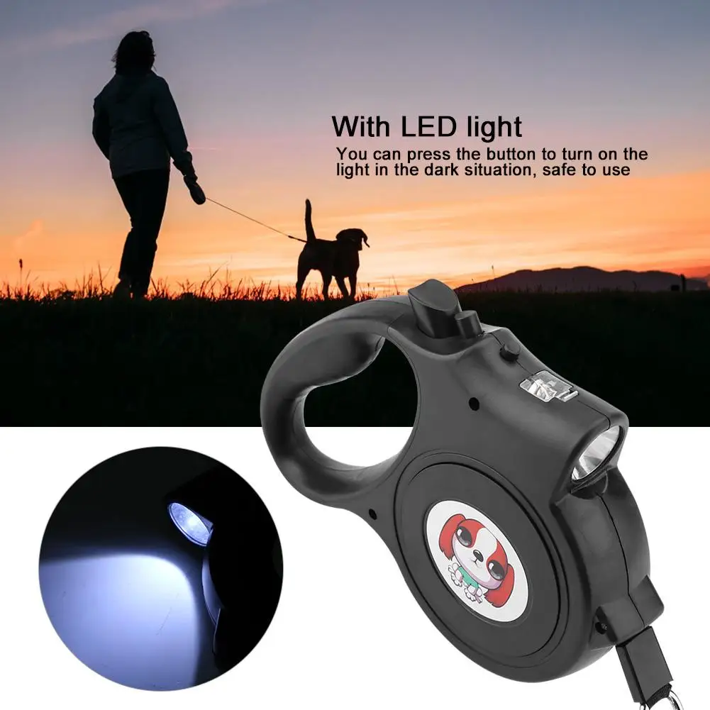 5 м выдвижной Автоматическая обмотка веревка с светодиодный светильник для собак ходьба поводок для маленьких средних собак