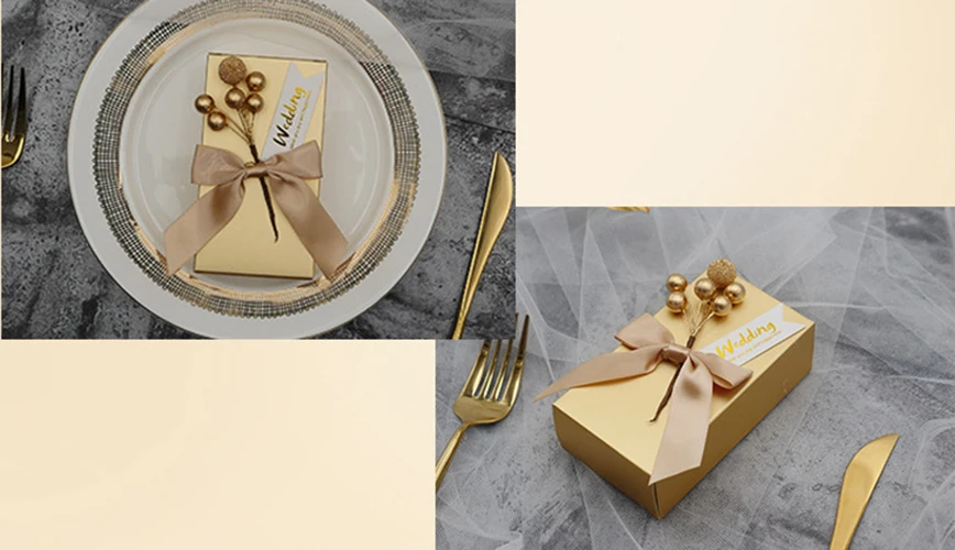 10 шт. Золотая свадебная коробка для конфет креативная груша цветок свадебный сладкий Подарочный пакет изысканная коробка для конфет с лентами вечерние принадлежности