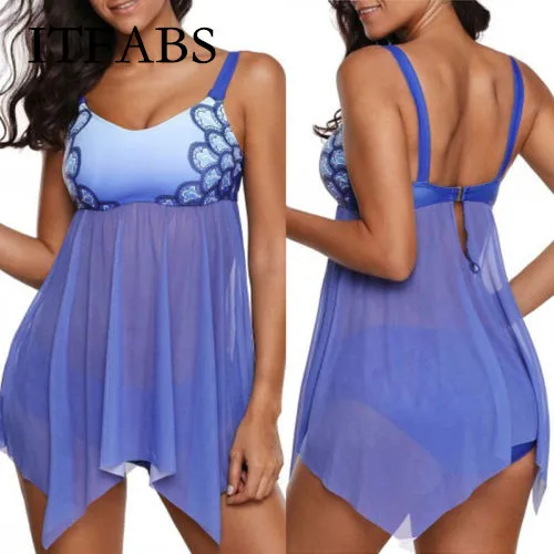 

ITFABS Mesh Dress Plus Size Swimwear Push Padded Bra Swimsuit 2019 Summer Women Bathing Suit Beachwear Swimming Suit Monokini