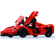 Cada Double E 1/14 Scale 380pcs Radio Remote Control Model Car Red High Speed RC Car Open Doors Children Kids Building Blocks 27mhz 2 ch 1 14 scale a key switch doors steering wheel remote control car w lamp red black