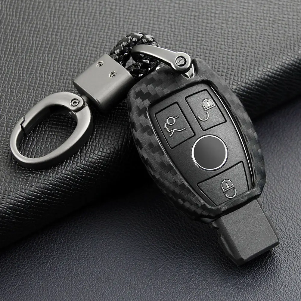 1PC Carbon Fiber Car Key Case For Mercedes Benz Carbon Fiber Smart Car Key Case Cover Fob Holder