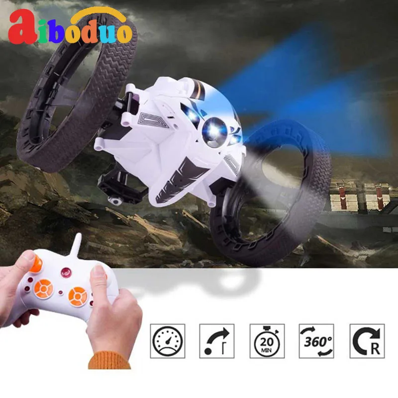 

2.4G Control Stunt Bounce Vehicle Two Wheel Rotating Tipper Cross-country Stunt Car Resistance To Fall High Jump Toys Vehicle