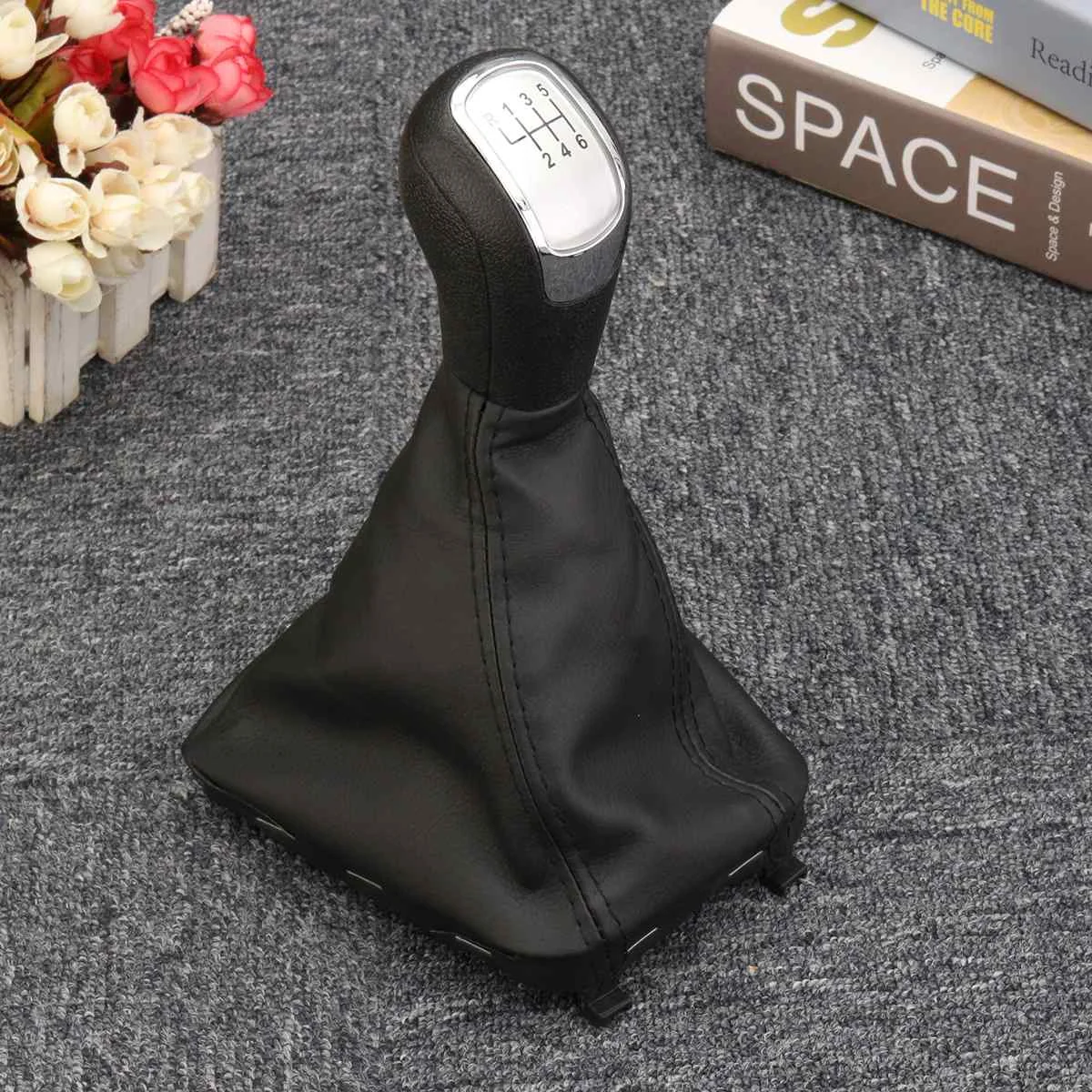 

6 Speed Car Manual Gear Shift Knob Shifter Lever Gaiter Boot Cover PU Leather For Skoda Superb MK2 2008-2013
