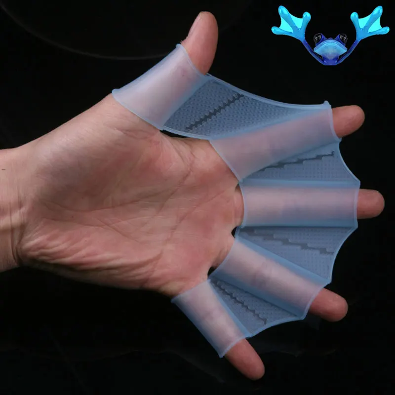 

2 Pcs Silicone Hand Swimming Webbed Gloves High Quality Silicone Frog Type Fins Flippers Palm Finger Paddle Wear Diving Glove