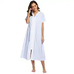 Женские повседневные V шеи Короткие полоски на рукавах шаблон пижамы халат
