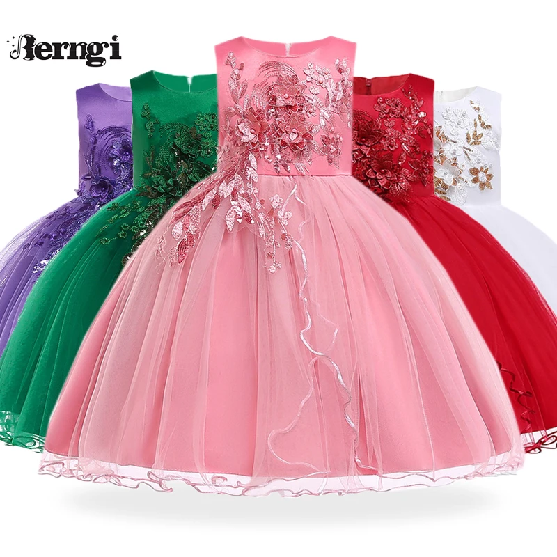 Berngi/летнее платье для девочек; новогодние вечерние праздничные костюмы Санты; Детские праздничные платья; детская одежда
