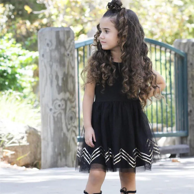 PUDCOCO Newest Black Princess Kid Baby Girl Dress Lace Tulle Party