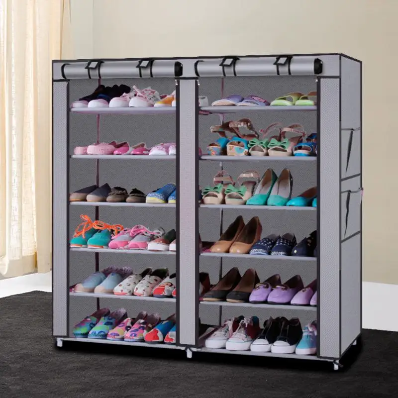 

6 Row 2 Line Non-woven Fabric Shoe Rack Gray Coffee Simple Furniture multi-functional Shoe Storage Cabinets folding dust shoe