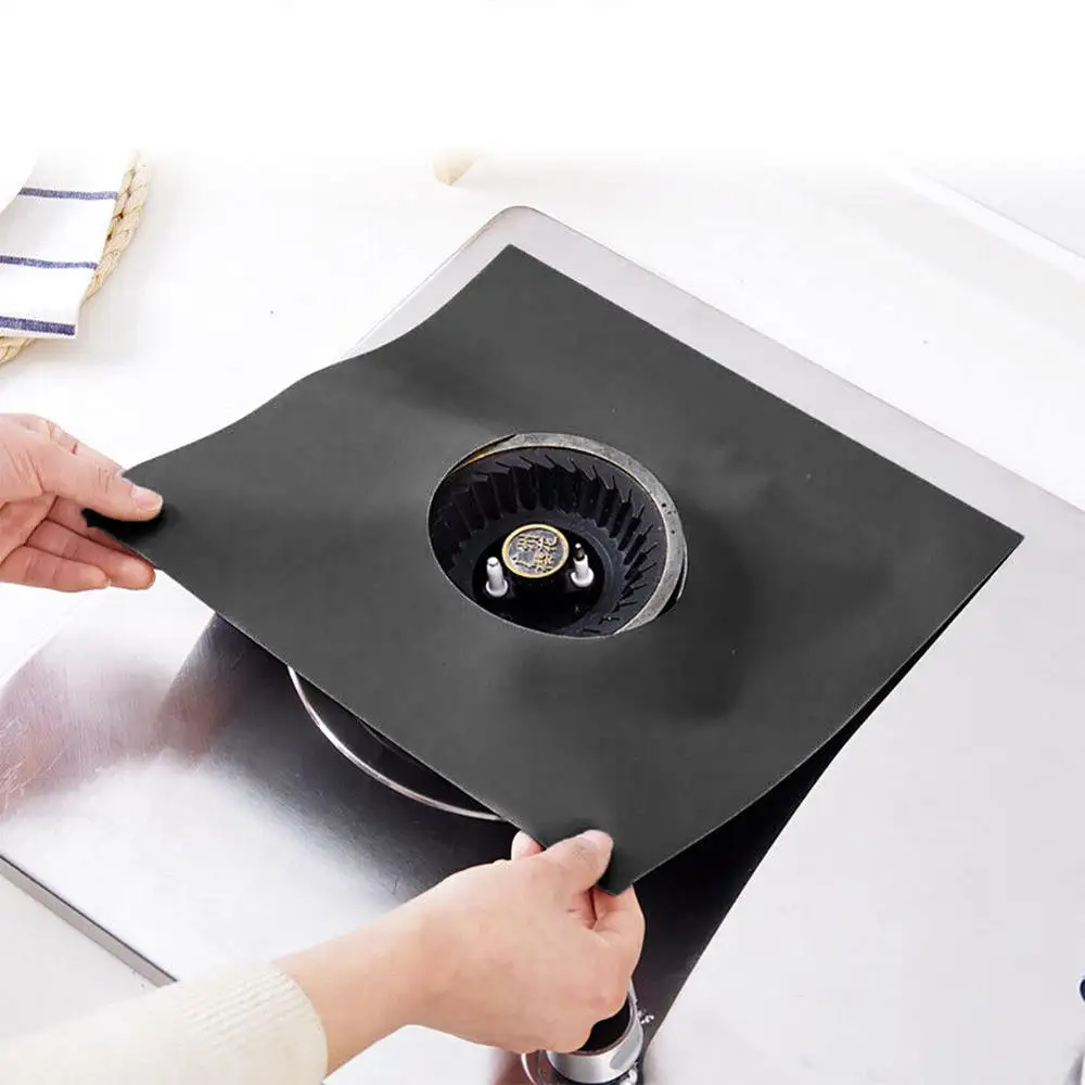 

4pcs Gas Stove Protectors Cover Burner Non-Stick Reusable Liner Cover Gas Range Surface Protectors Cleaning Pad