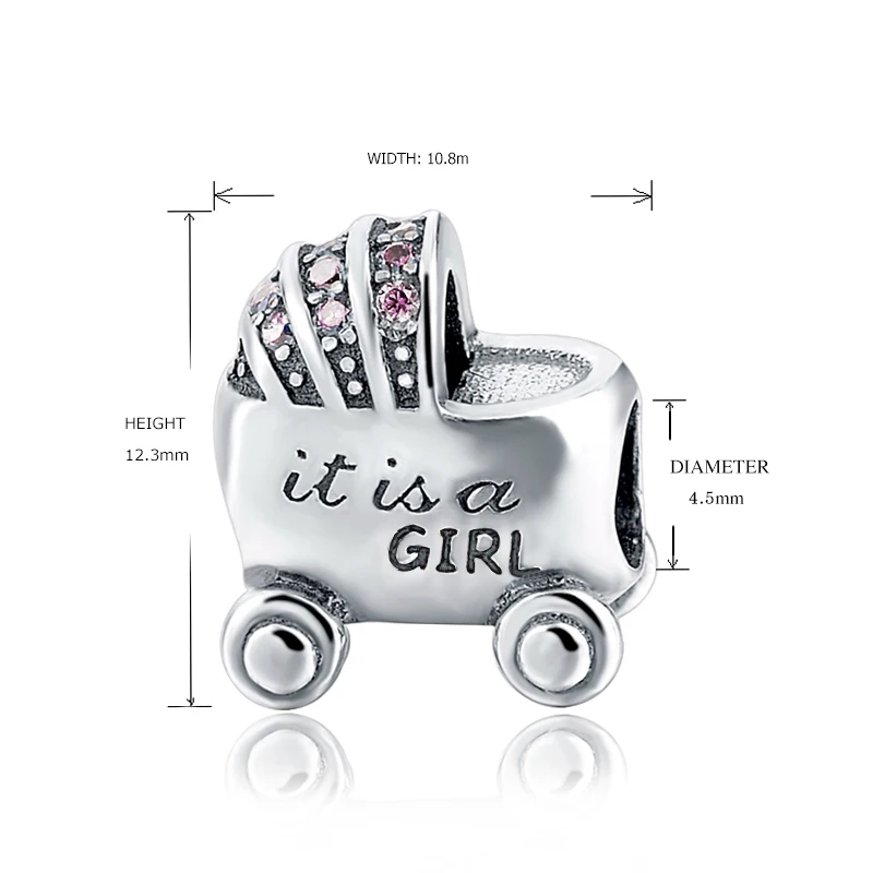 StrollGirl diy beads Baby boy and girl carriage charms collection sivler color 925 fit authentic bracelet jewelry making gifts