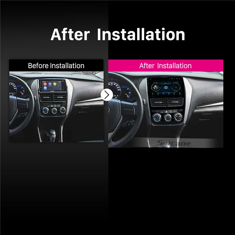Best Seicane 2din Android 8.1 9 inch Car Radio GPS Head Unit For 2018 Toyota vios Manual Air Conditioner Bluetooth Multimedia Player 5