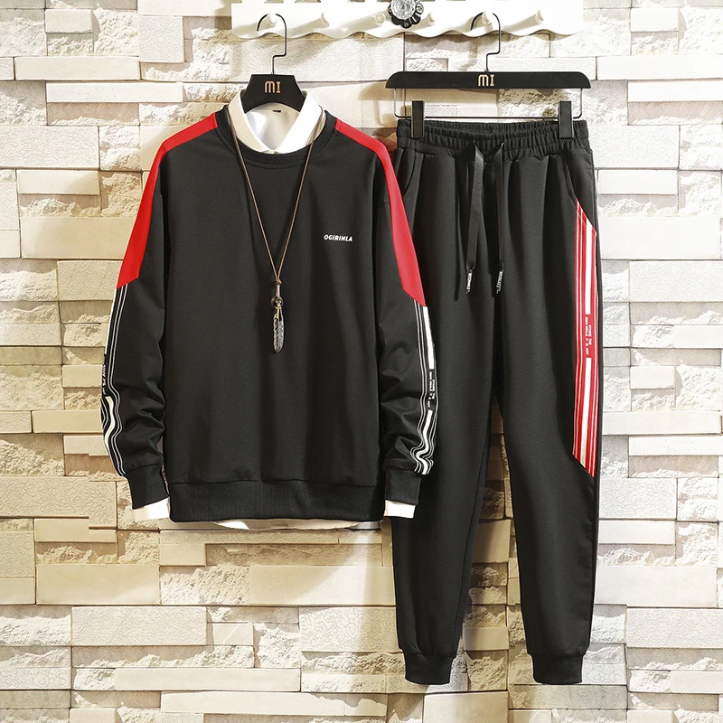 

2019 spring new hooded loose sweater sportswear sports pants men's two-piece casual suit male quality materials Free shipping