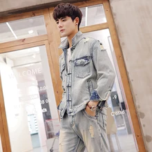 2019 New Classic Vintage Fashion Denim Men's Set Couple Clothing Loose Handsome Jeans Jackets Destroyed Ripped Hole Man Jeans 2019 New Classic Vintage Fashion Denim Men's Set Couple Clothing Loose Handsome Jeans Jackets Destroyed Ripped Hole Man Jeans