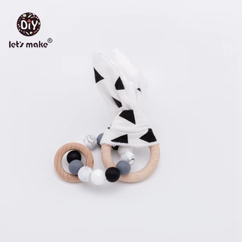 

Let's make wooden teether Baby toys Baby Teether Bunny Ear DIY Teething Wooden Bracelets Silicone Beades Play Gym Toy For Teeth