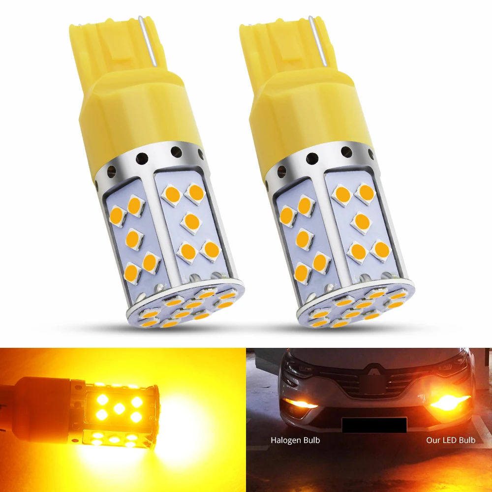 2 шт. 9-30 в T20 7440 WY21W светодиодный 35 чипов 3030 SMD СВЕТОДИОДНЫЙ желтый для